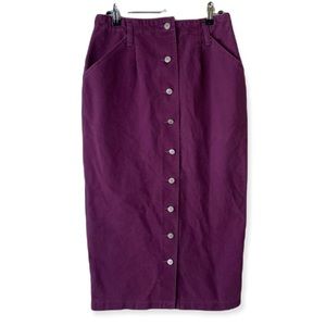 VINTAGE Vivaldi Jeanswear Purple Midi Denim Skirt 10